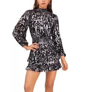 1 State black and silver mini dress size L